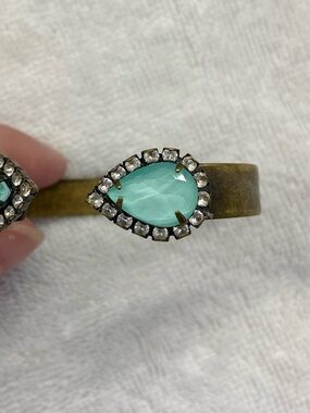 Loren Hope Aqua Teardrop Crystal-Accent Cuff Bracelet